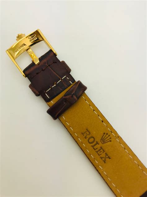 rolex leather strap gold buckle|genuine rolex leather straps.